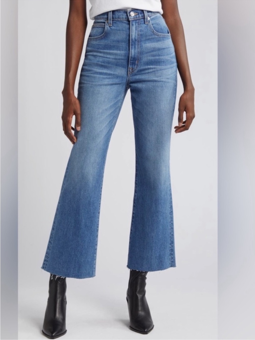 SLVRLAKE Frankie High-Rise Flared Jeans in Heart of Mine size 26 EUC frayed hem